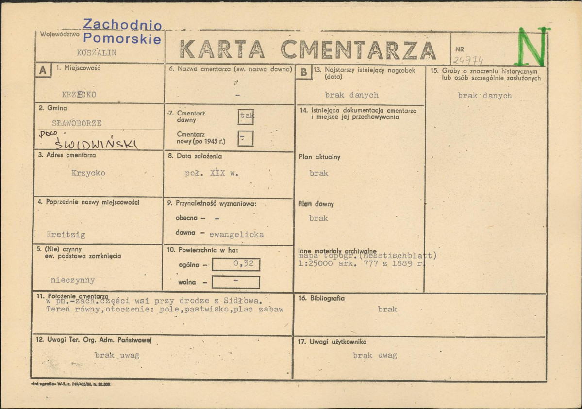 KC - Karta cmentarza, skan nr 1