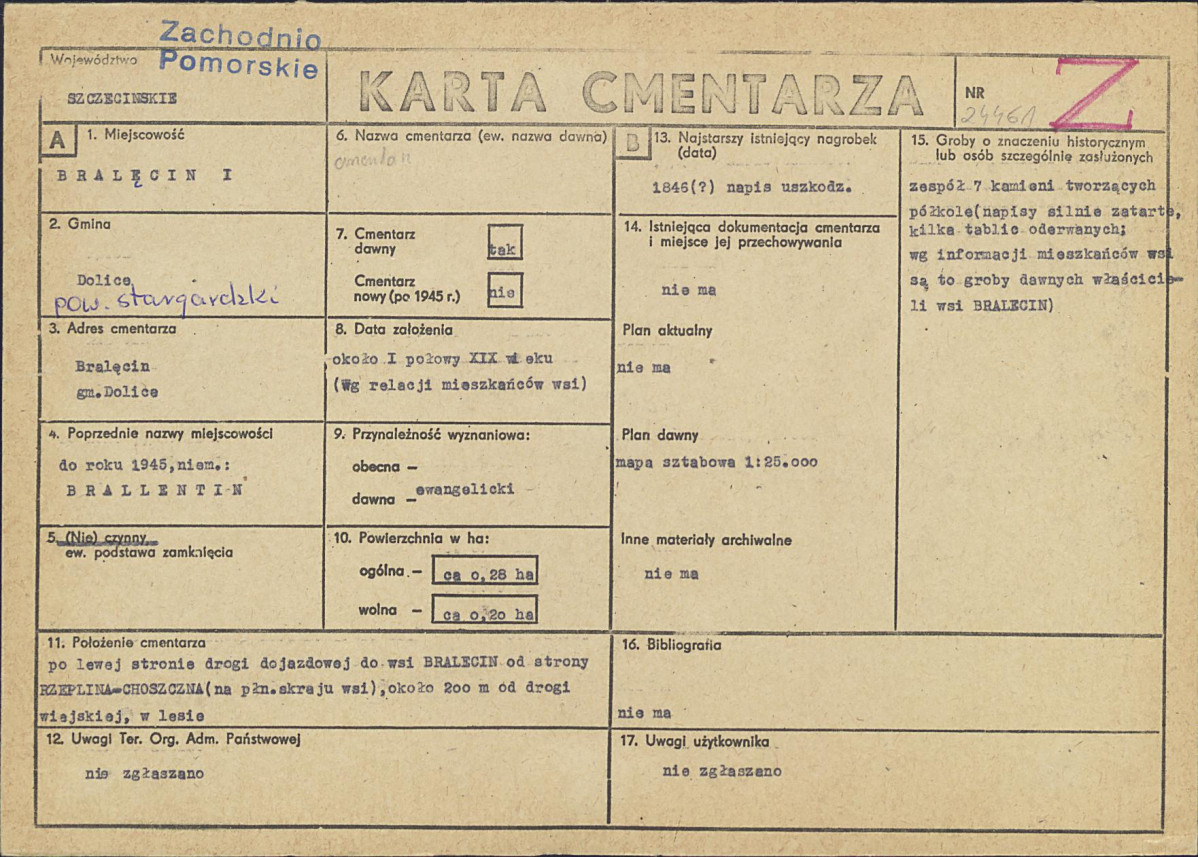 KC - Karta cmentarza, skan nr 1