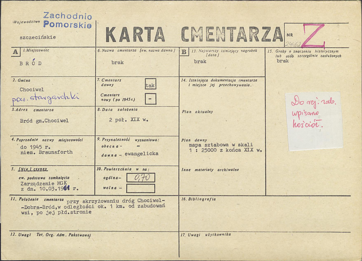 KC - Karta cmentarza, skan nr 1