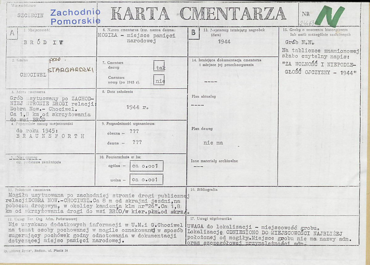KC - Karta cmentarza, skan nr 1