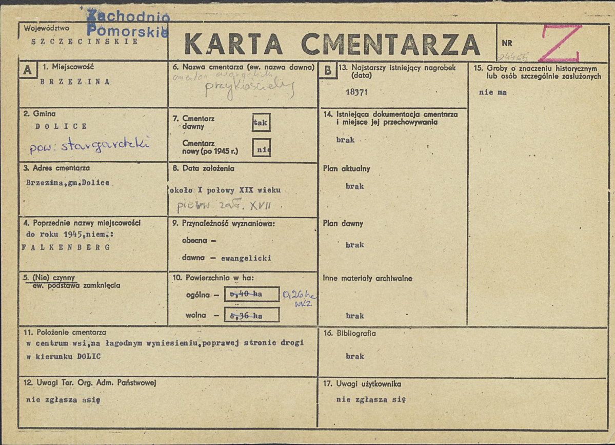 KC - Karta cmentarza, skan nr 1