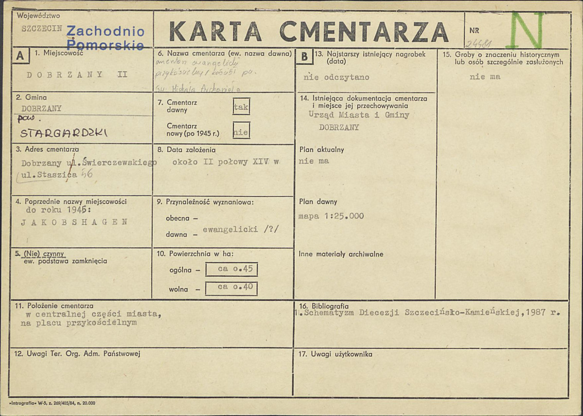 KC - Karta cmentarza, skan nr 1