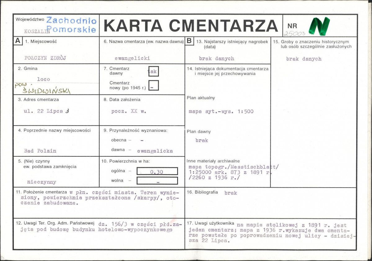 KC - Karta cmentarza, skan nr 1