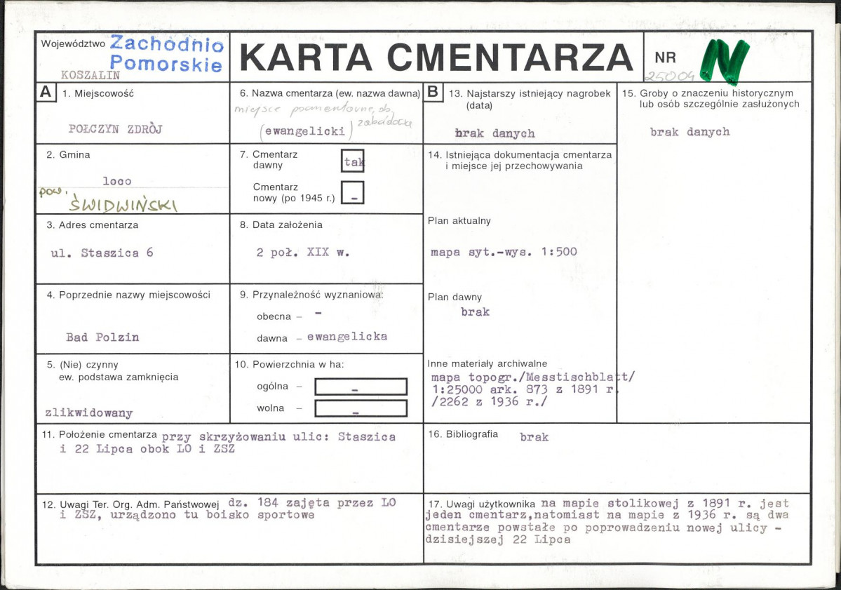 KC - Karta cmentarza, skan nr 1
