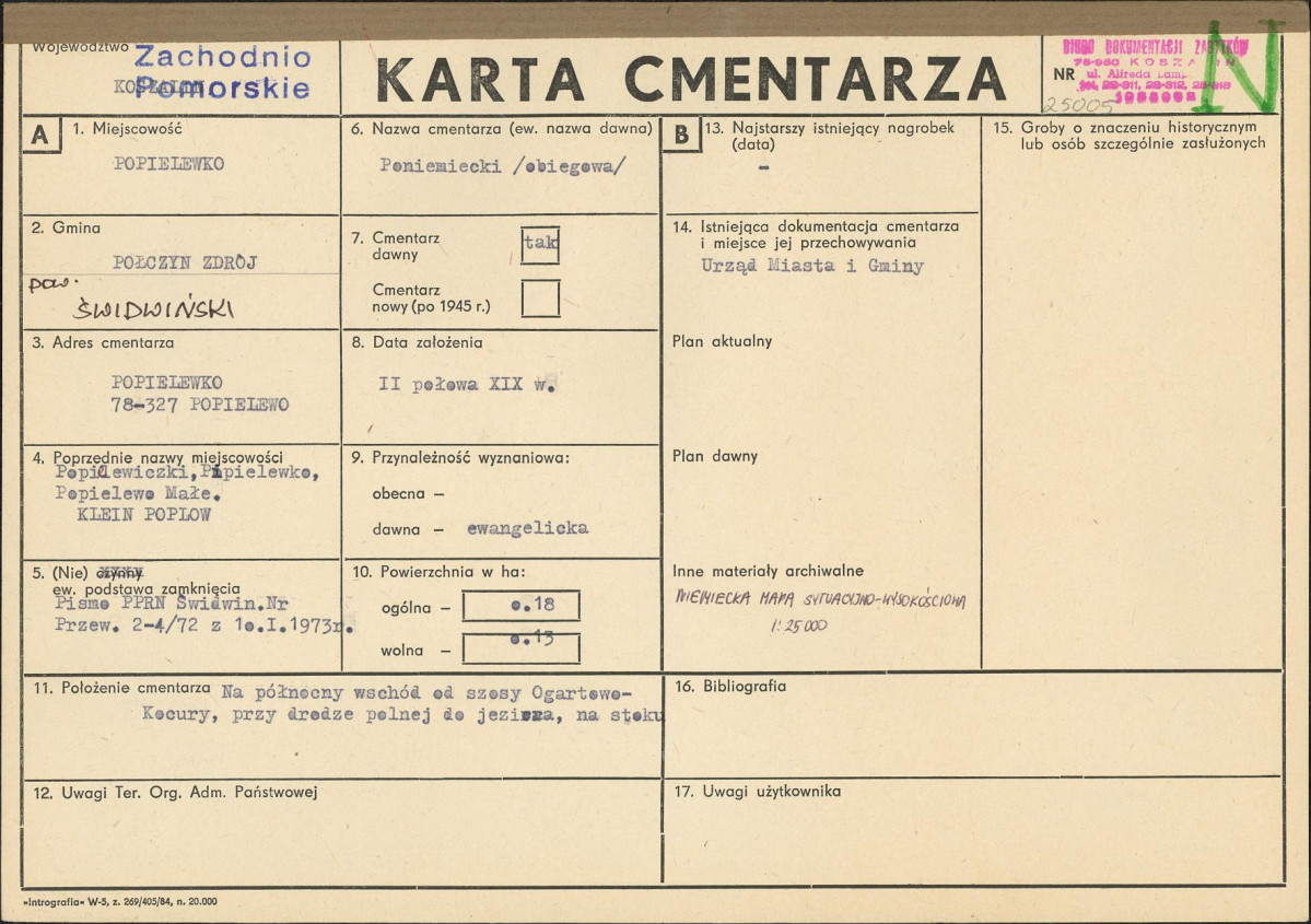 KC - Karta cmentarza, skan nr 1