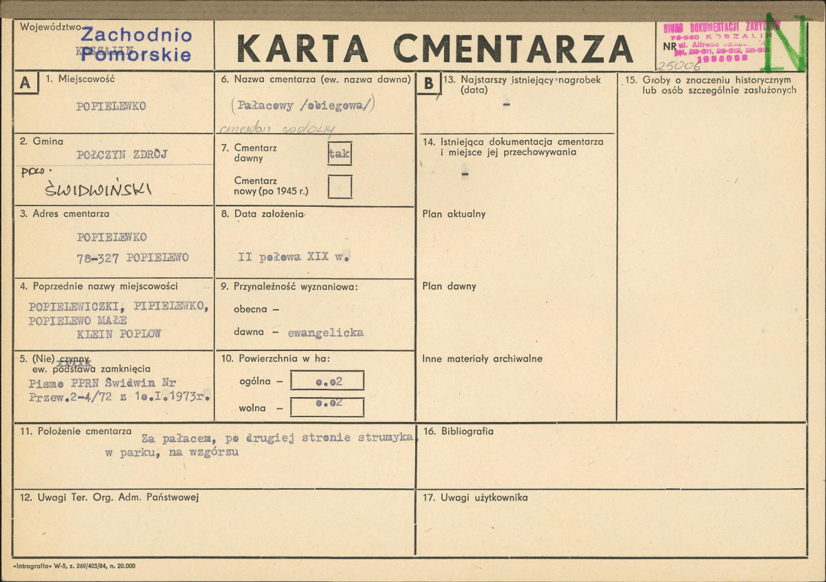 KC - Karta cmentarza, skan nr 1