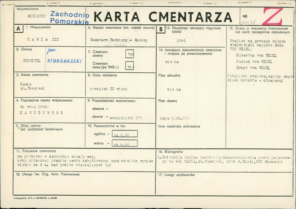 KC - Karta cmentarza, skan nr 1
