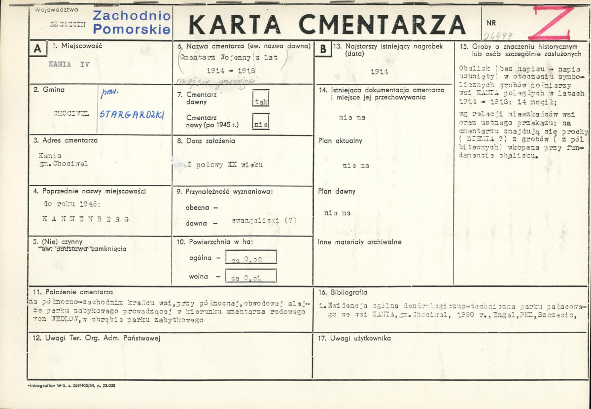 KC - Karta cmentarza, skan nr 1