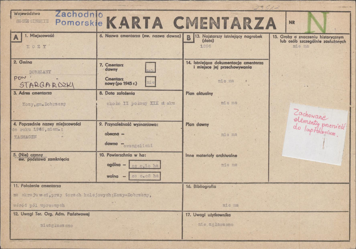 KC - Karta cmentarza, skan nr 1