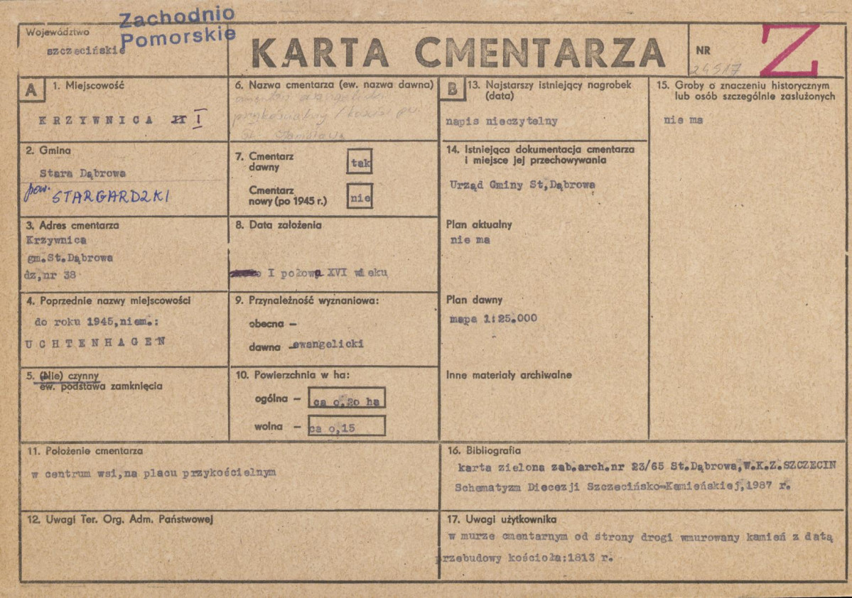 KC - Karta cmentarza, skan nr 1