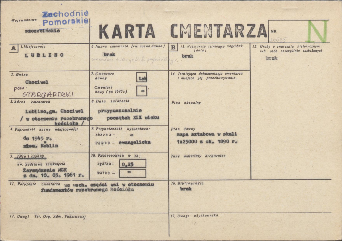 KC - Karta cmentarza, skan nr 1