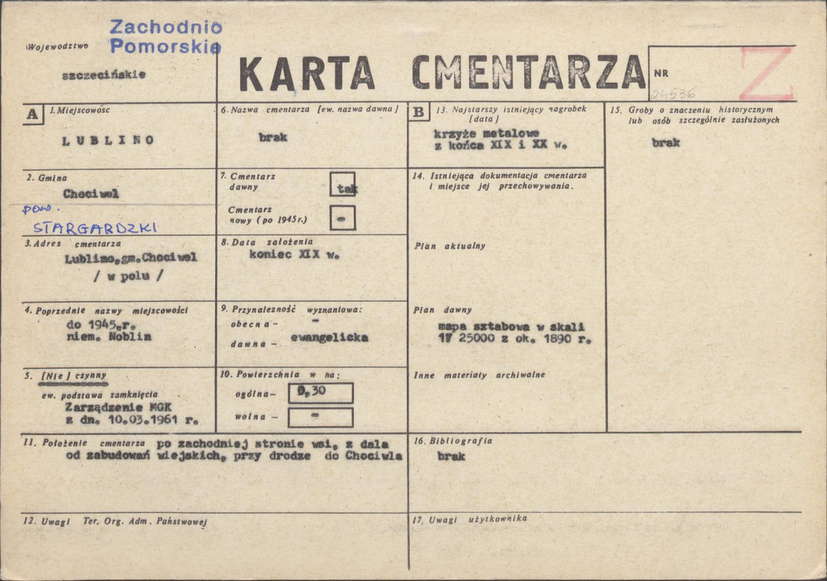 KC - Karta cmentarza, skan nr 1