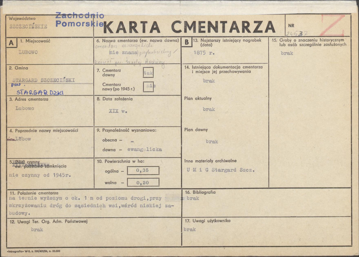 KC - Karta cmentarza, skan nr 1