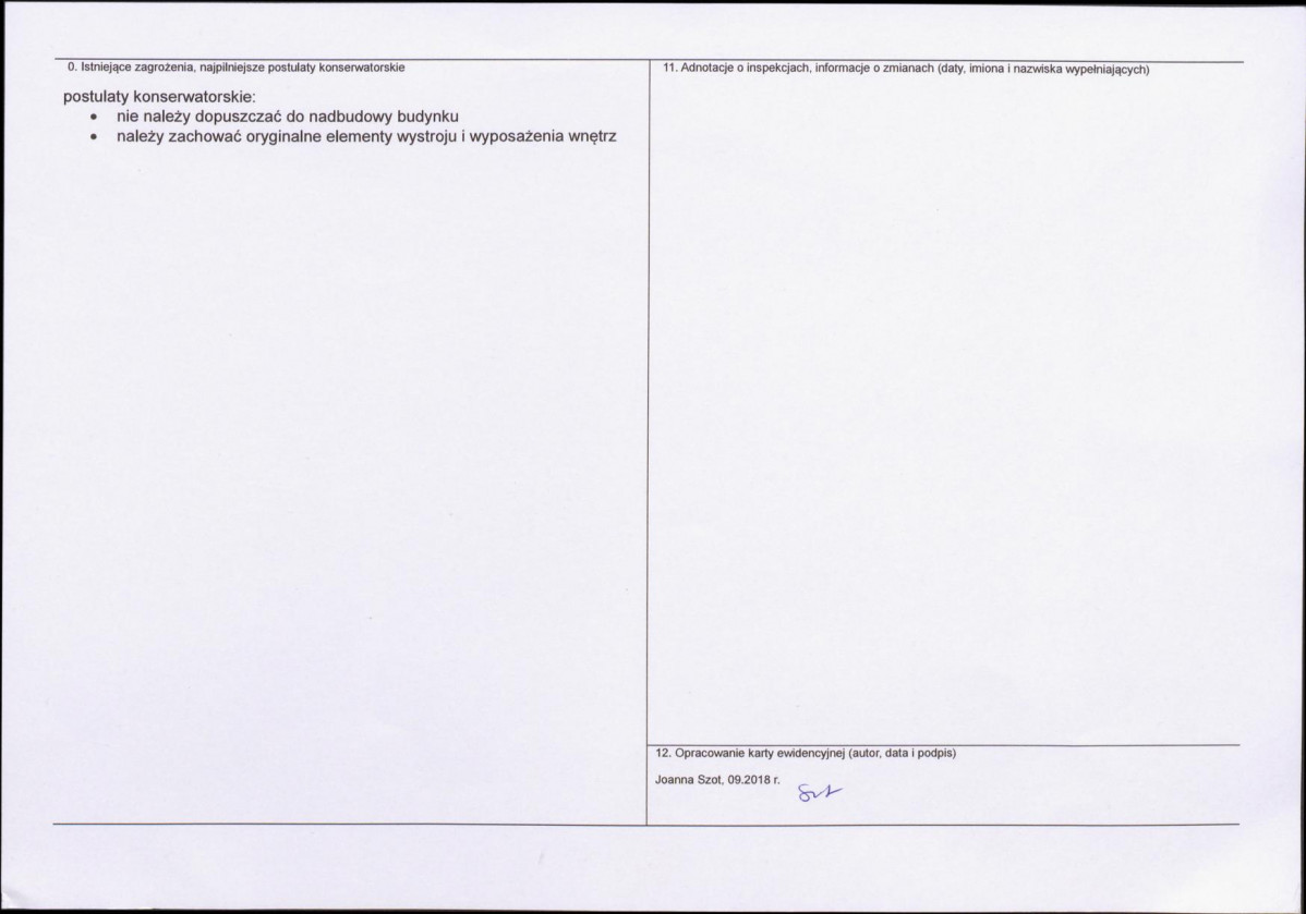 Karta obiektu niewpisanego do rejestru, skan nr 2