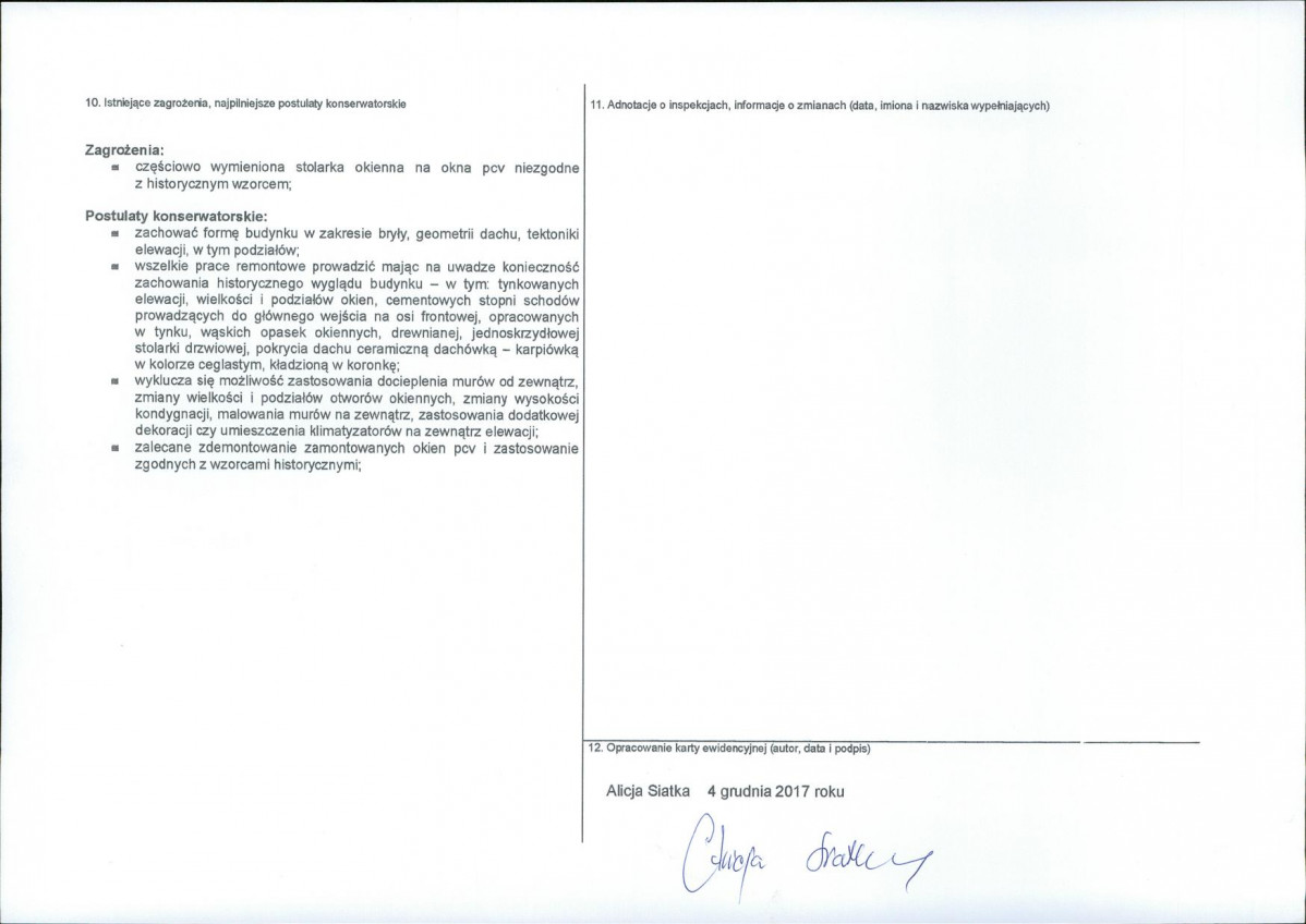 Karta obiektu niewpisanego do rejestru, skan nr 2