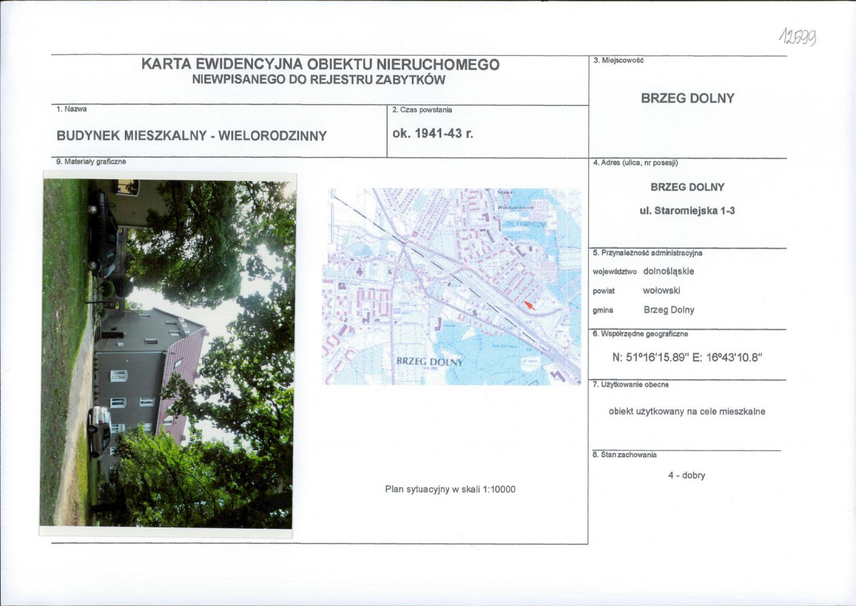 Karta obiektu niewpisanego do rejestru, skan nr 1