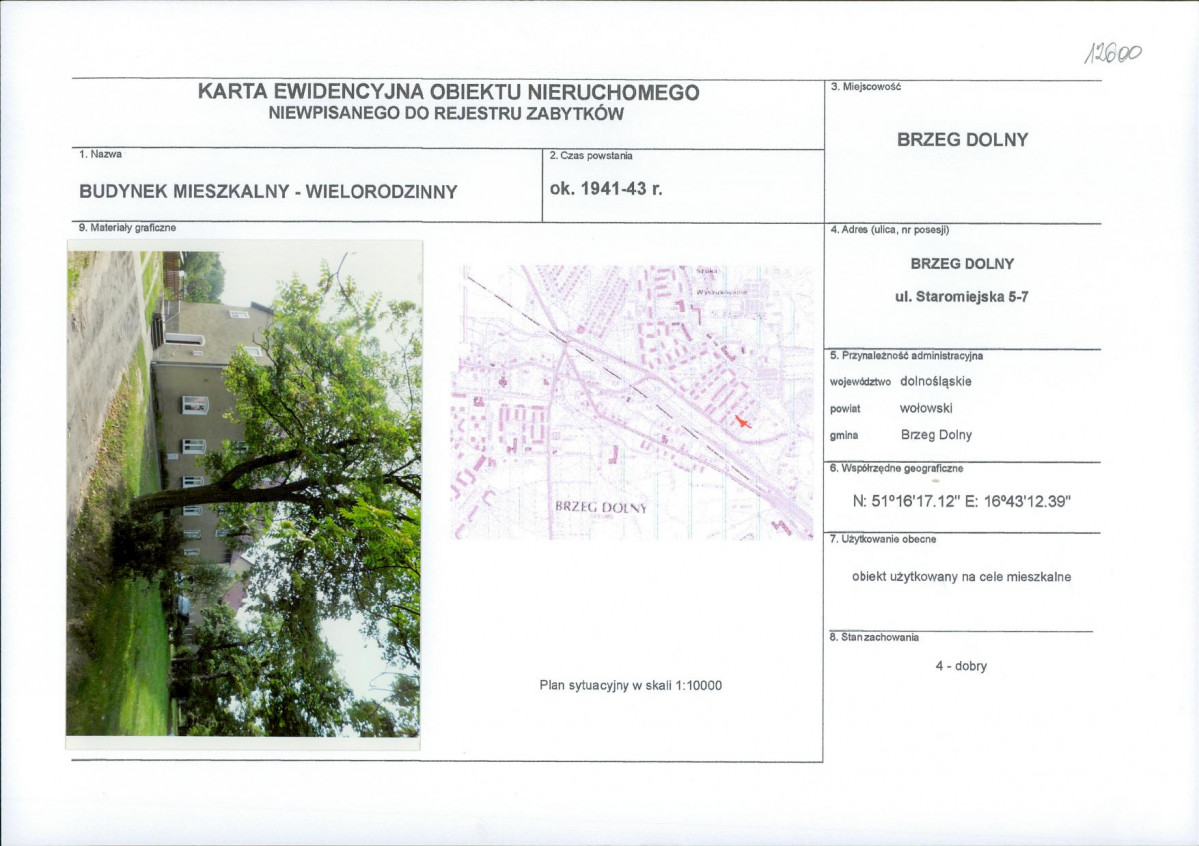 Karta obiektu niewpisanego do rejestru, skan nr 1