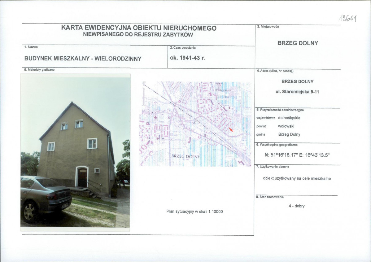 Karta obiektu niewpisanego do rejestru, skan nr 1