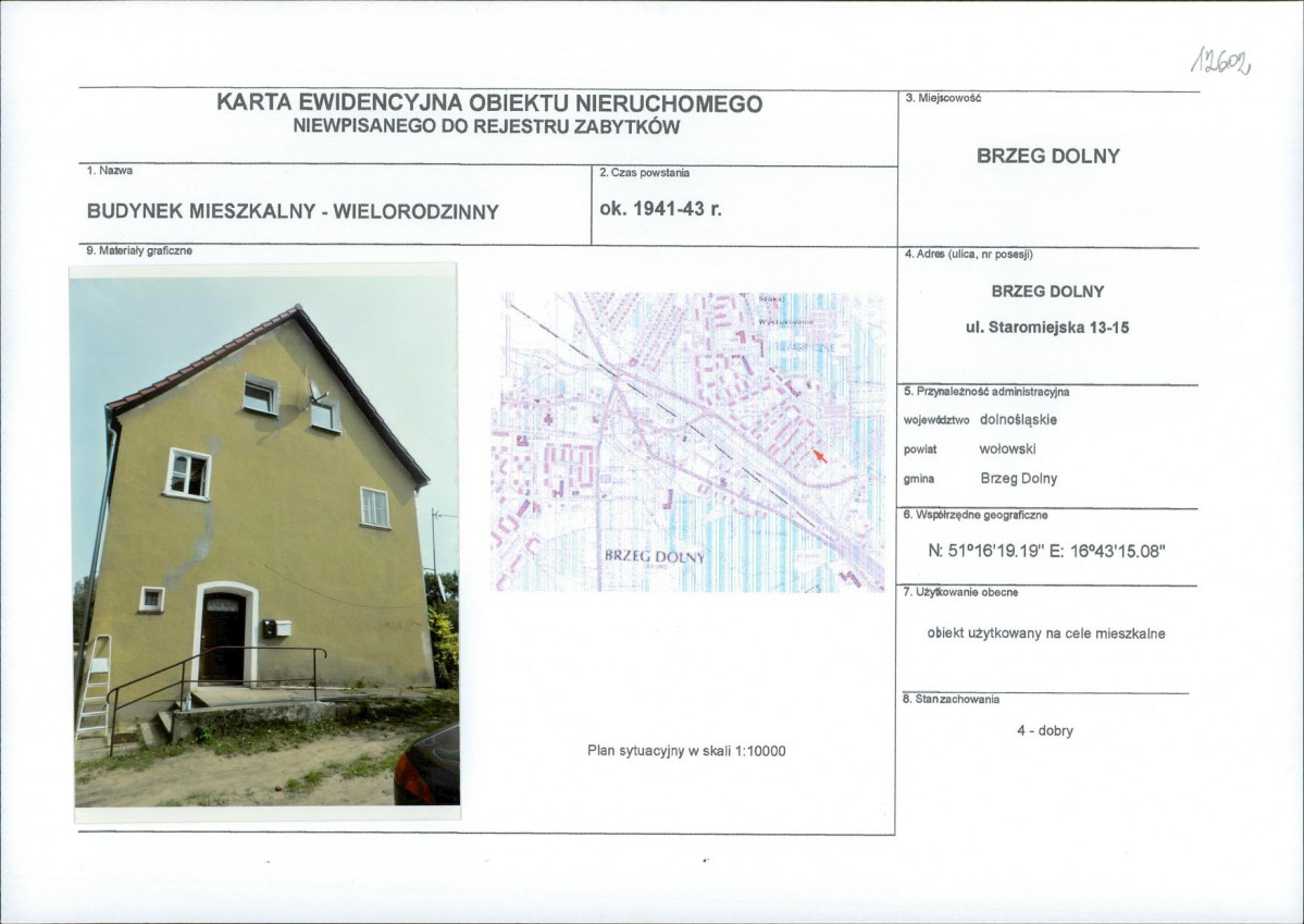 Karta obiektu niewpisanego do rejestru, skan nr 1