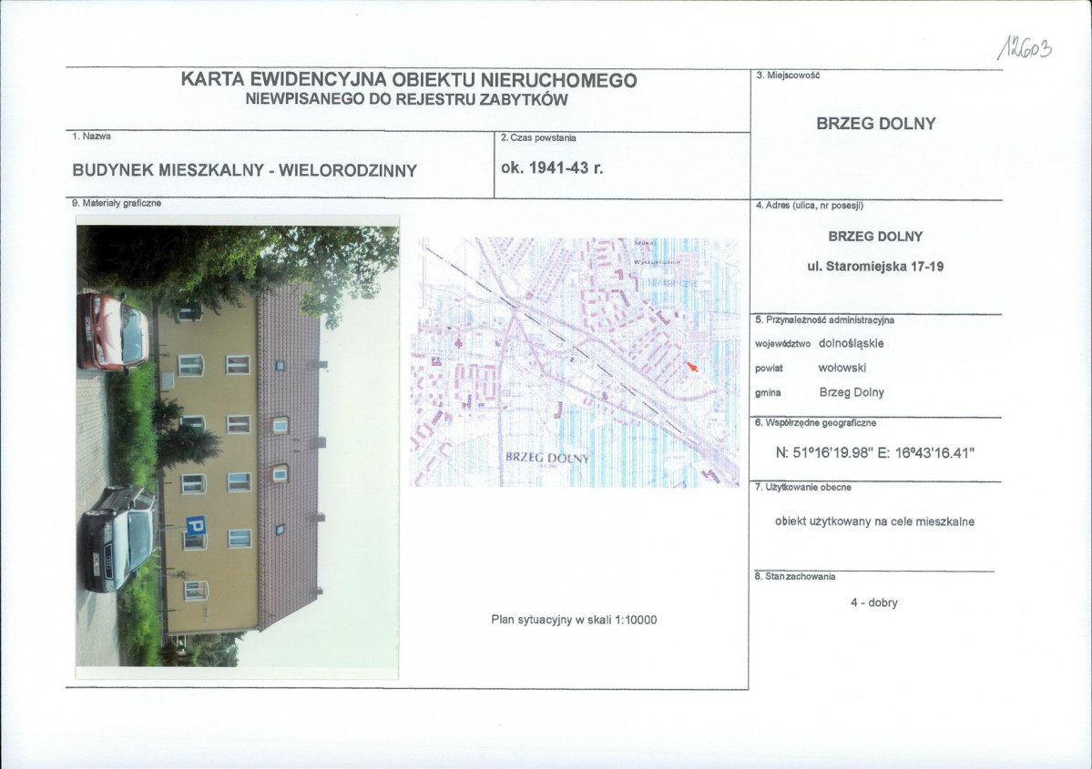 Karta obiektu niewpisanego do rejestru, skan nr 1
