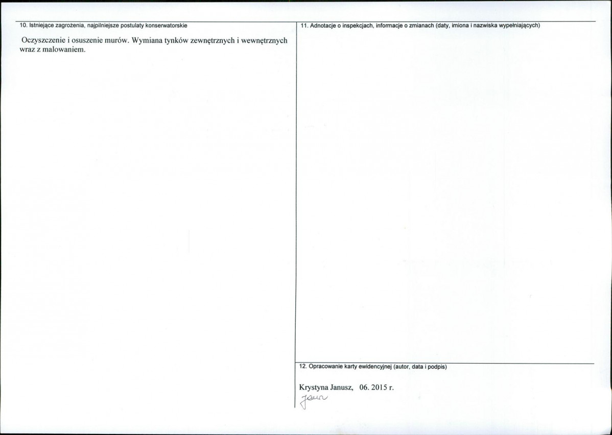 Karta obiektu niewpisanego do rejestru, skan nr 2