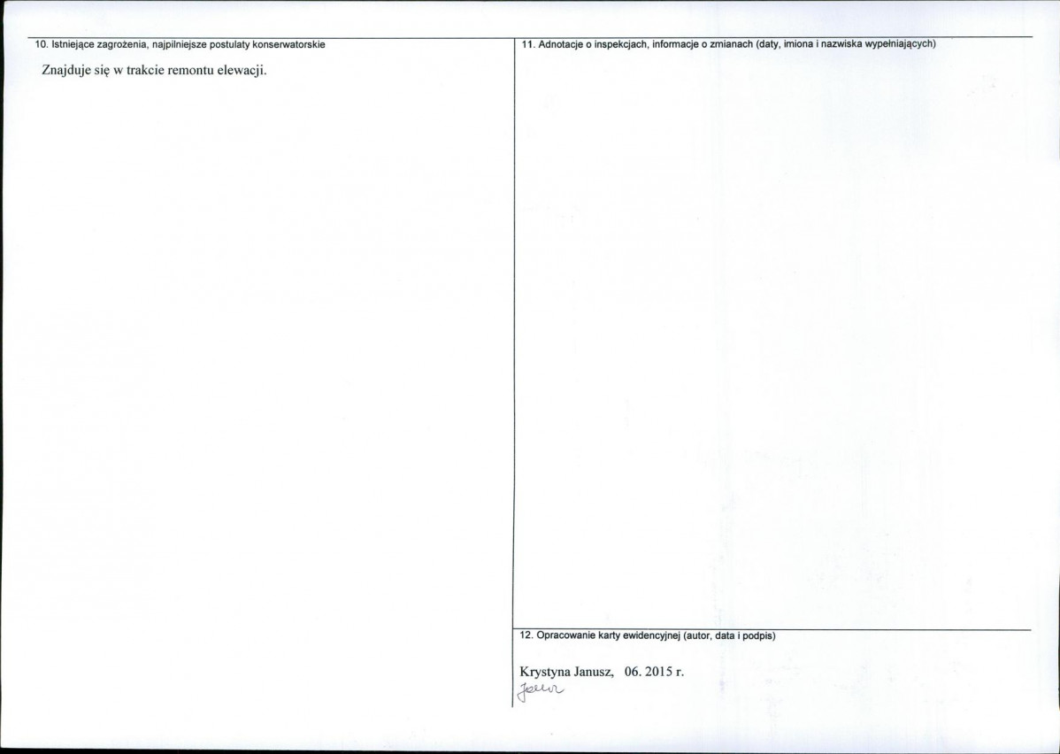 Karta obiektu niewpisanego do rejestru, skan nr 2