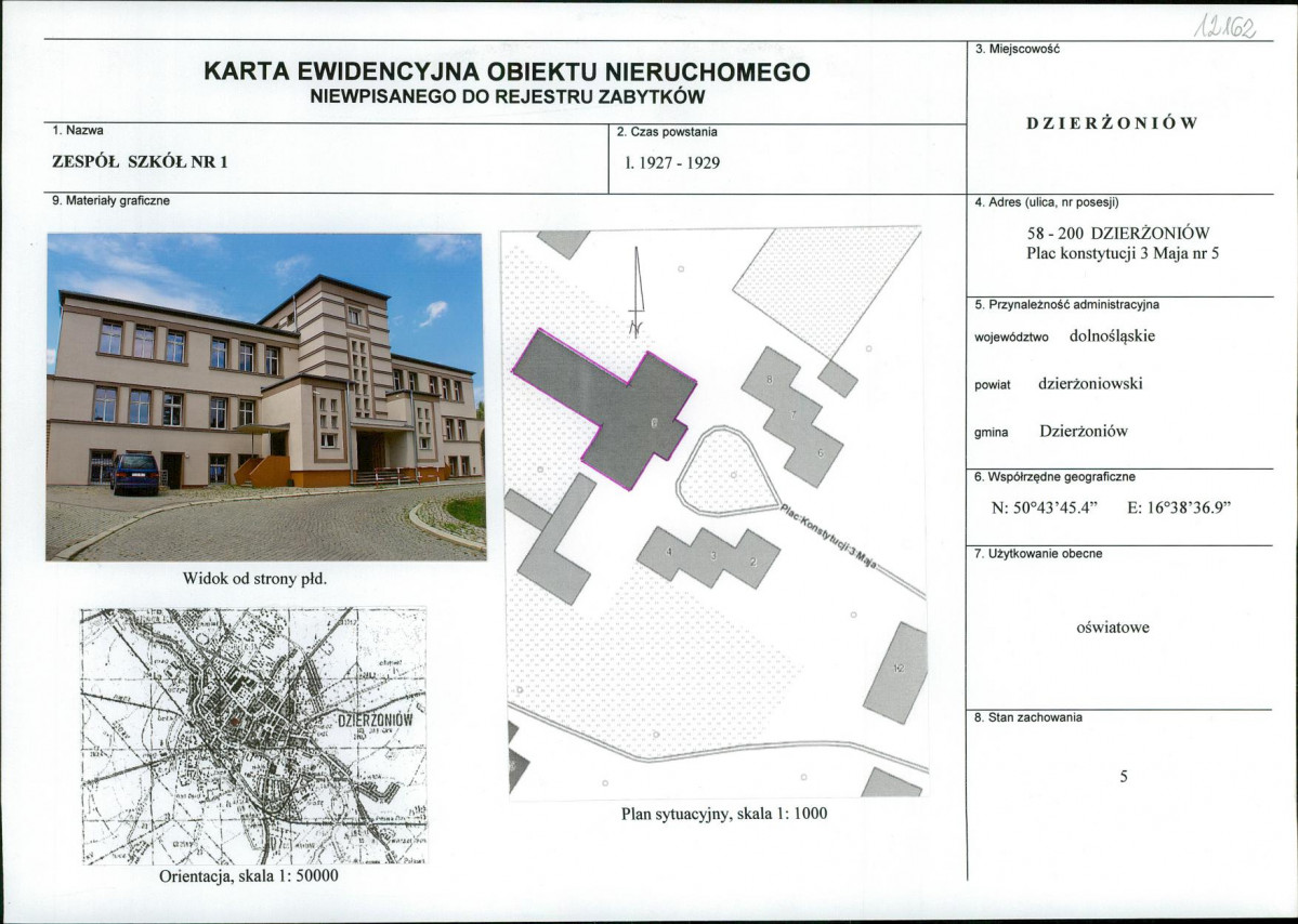 Karta obiektu niewpisanego do rejestru, skan nr 1