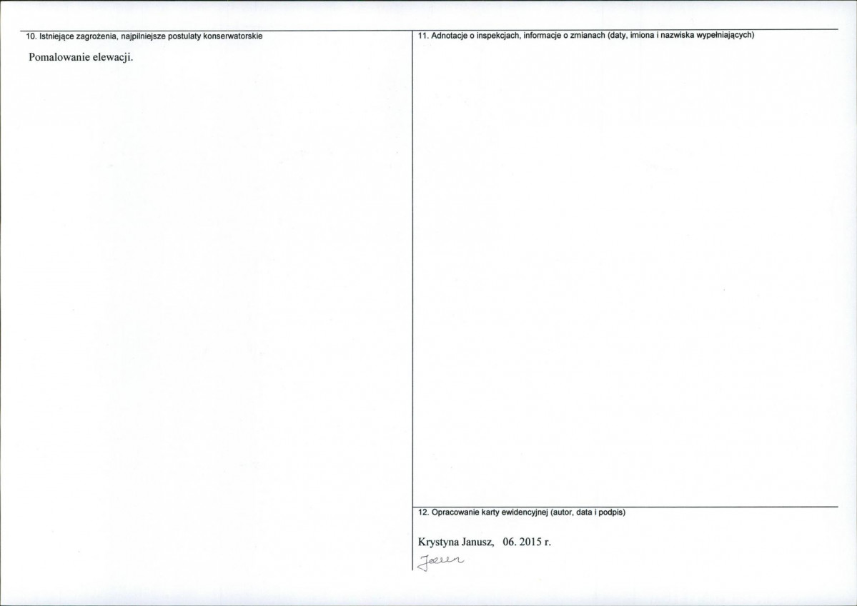 Karta obiektu niewpisanego do rejestru, skan nr 2