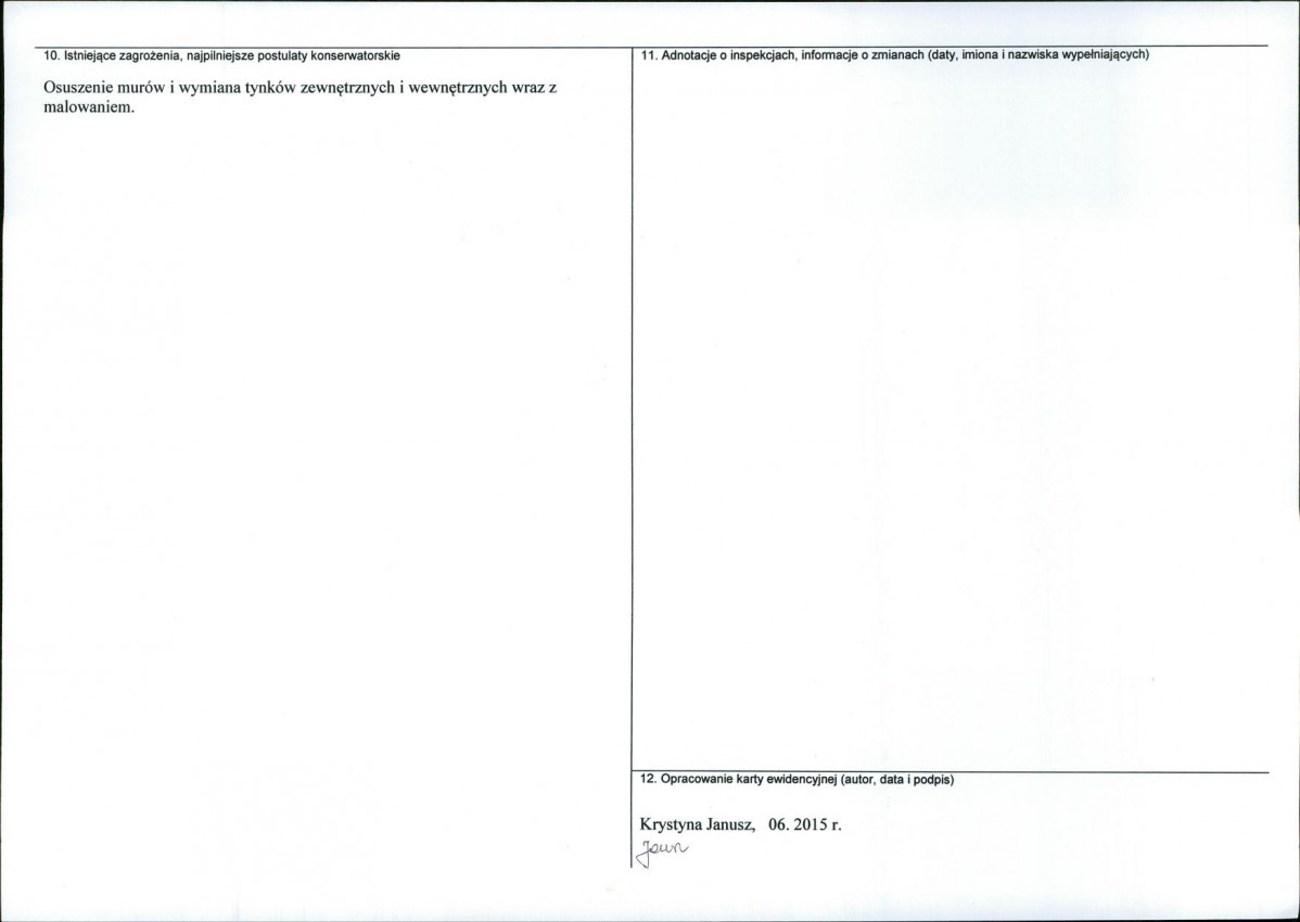 Karta obiektu niewpisanego do rejestru, skan nr 2