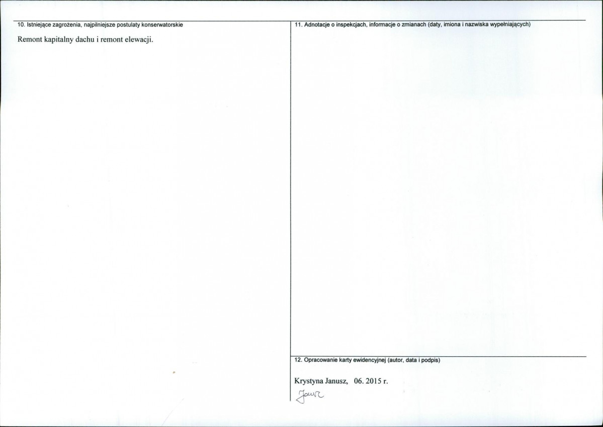 Karta obiektu niewpisanego do rejestru, skan nr 2