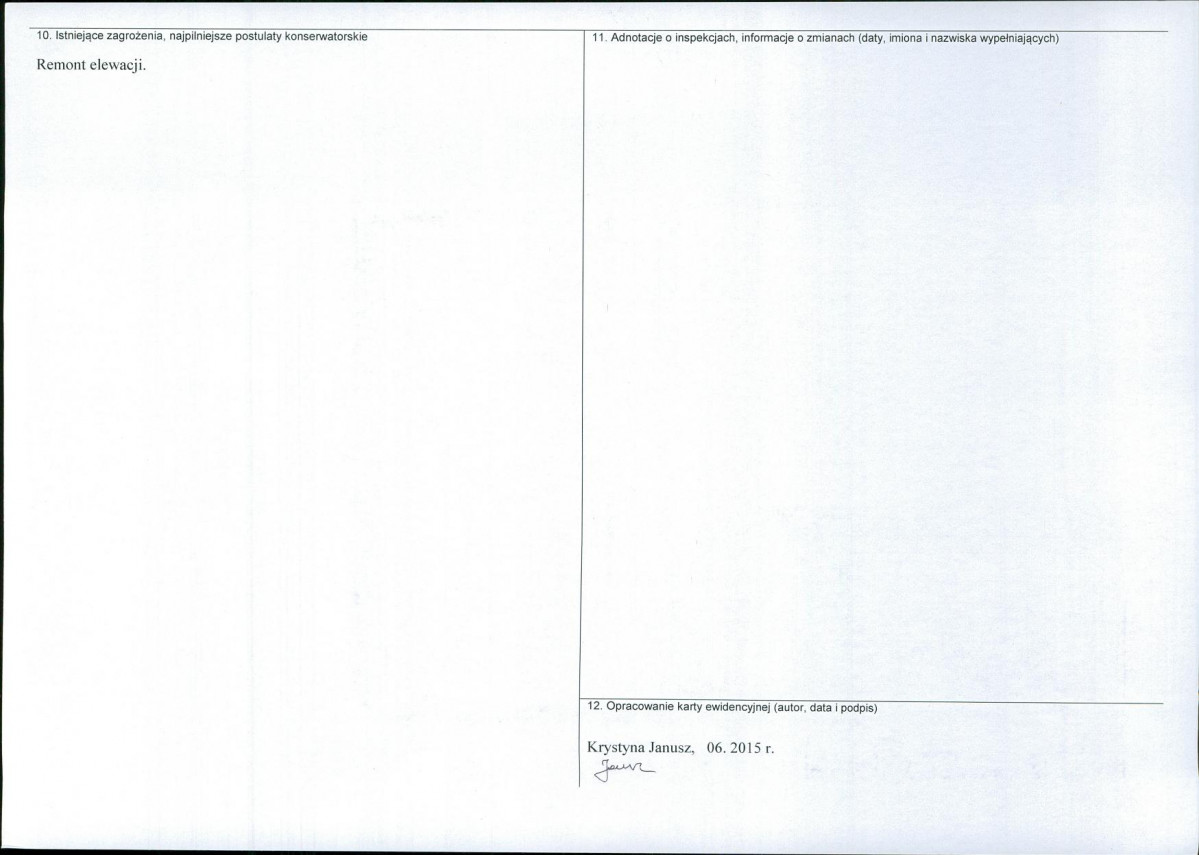 Karta obiektu niewpisanego do rejestru, skan nr 2