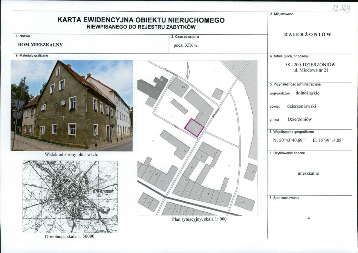 Karta obiektu niewpisanego do rejestru, skan nr 1