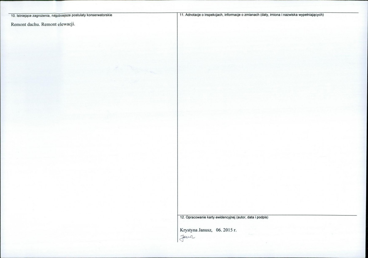 Karta obiektu niewpisanego do rejestru, skan nr 2