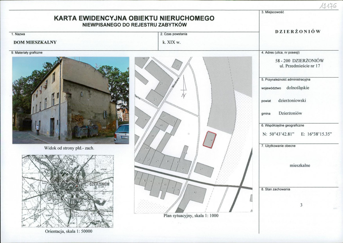 Karta obiektu niewpisanego do rejestru, skan nr 1