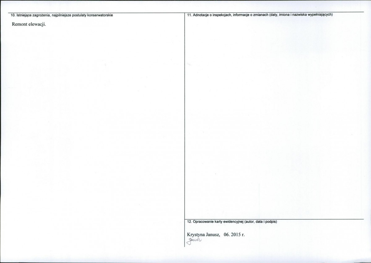 Karta obiektu niewpisanego do rejestru, skan nr 2