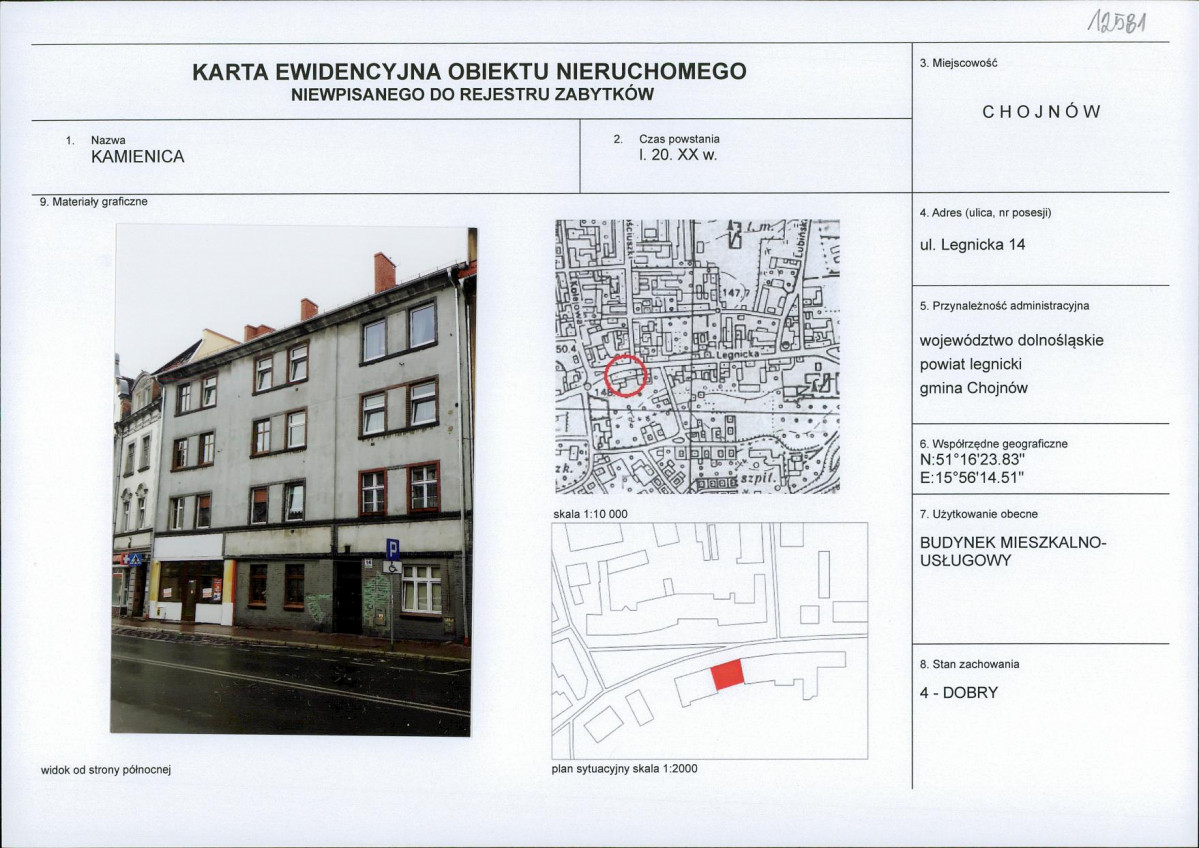 Karta obiektu niewpisanego do rejestru, skan nr 1
