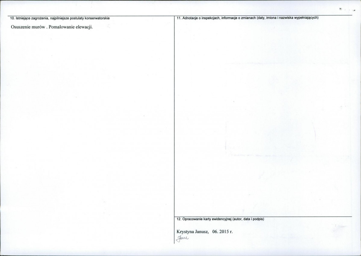Karta obiektu niewpisanego do rejestru, skan nr 2
