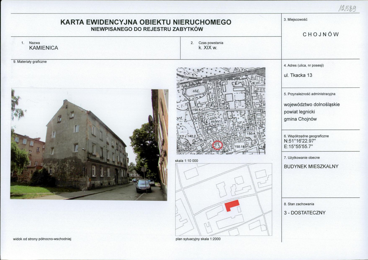 Karta obiektu niewpisanego do rejestru, skan nr 1