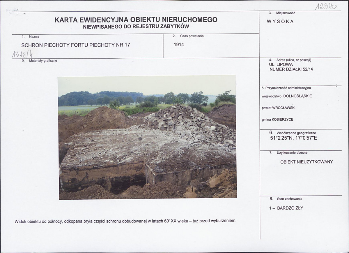 Karta obiektu niewpisanego do rejestru, skan nr 1