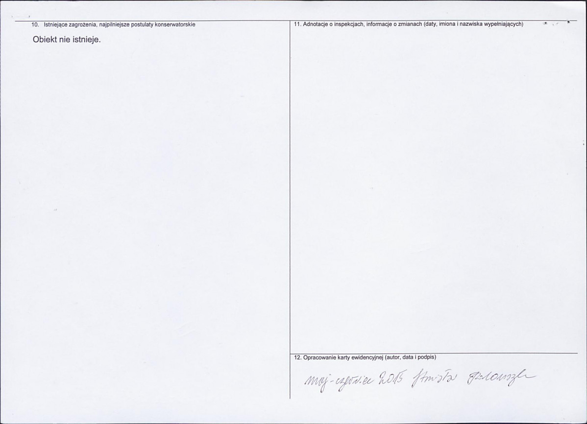 Karta obiektu niewpisanego do rejestru, skan nr 2