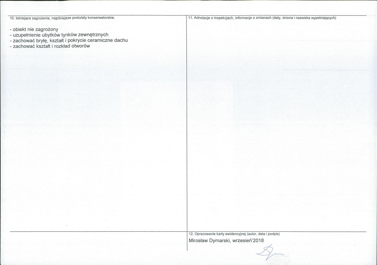 Karta obiektu niewpisanego do rejestru, skan nr 2