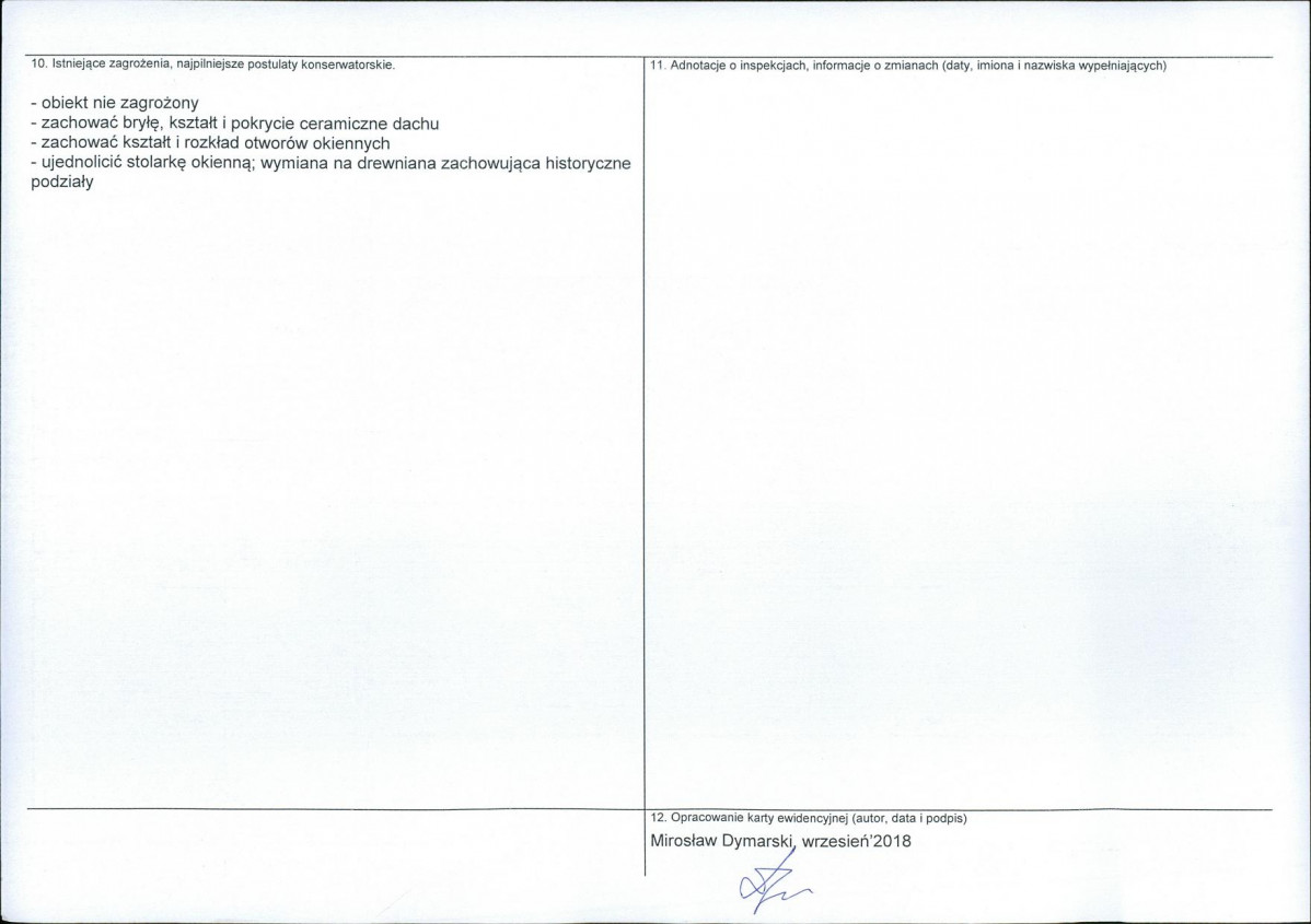 Karta obiektu niewpisanego do rejestru, skan nr 2