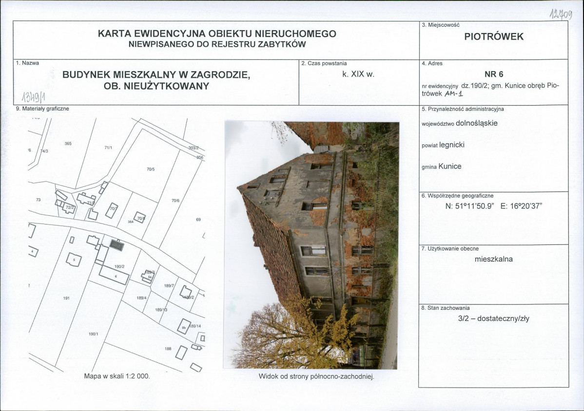 KEZN - Karta obiektu niewpisanego do rejestru, skan nr 1