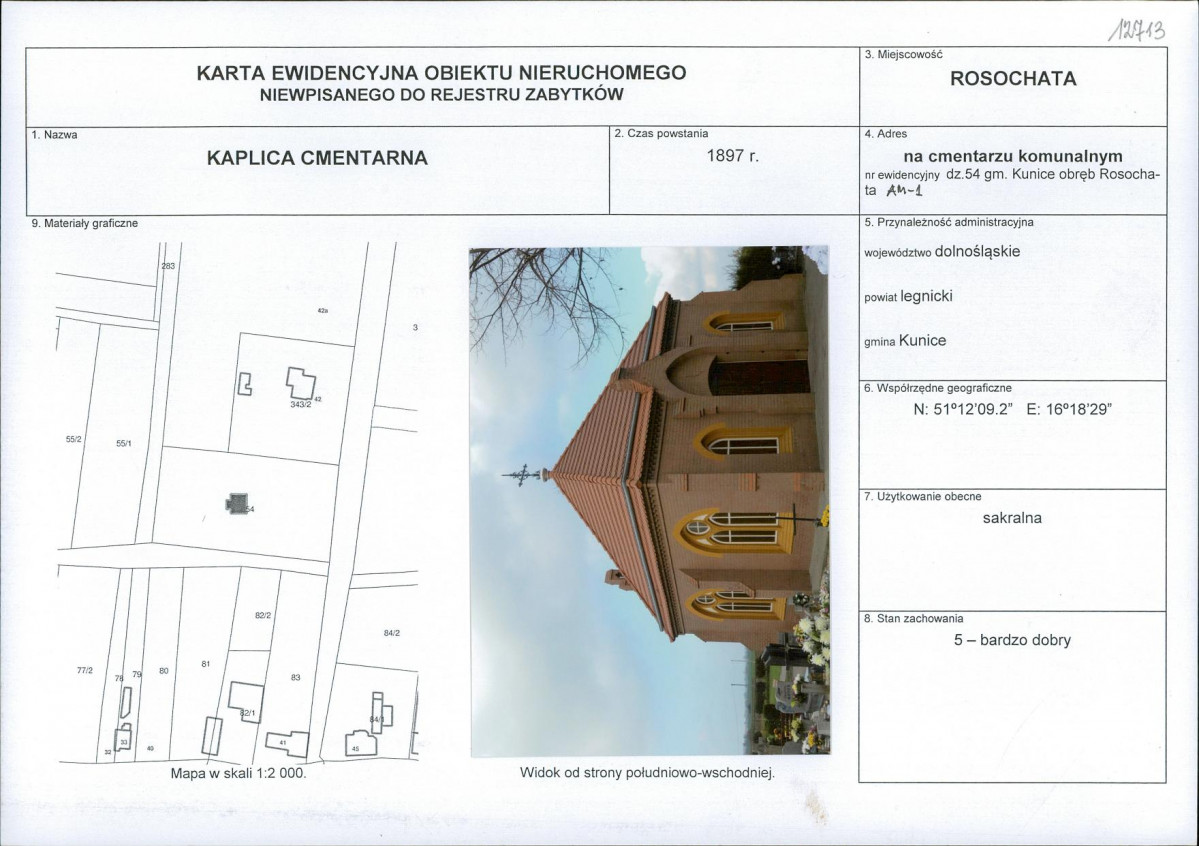 Karta obiektu niewpisanego do rejestru, skan nr 1