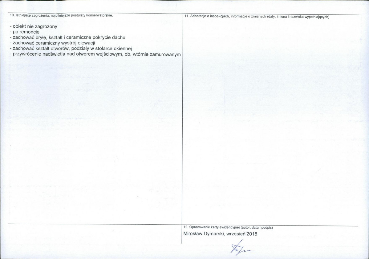 Karta obiektu niewpisanego do rejestru, skan nr 2
