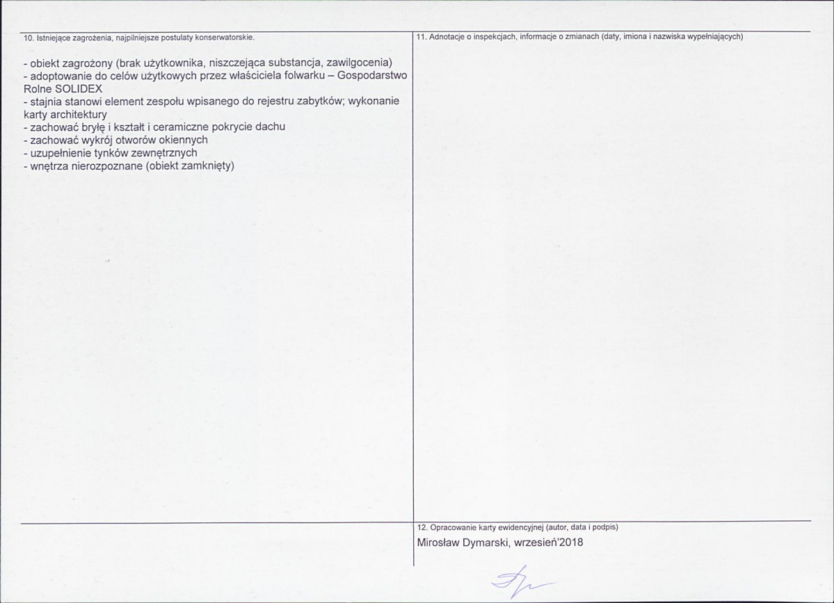 Karta obiektu niewpisanego do rejestru, skan nr 2