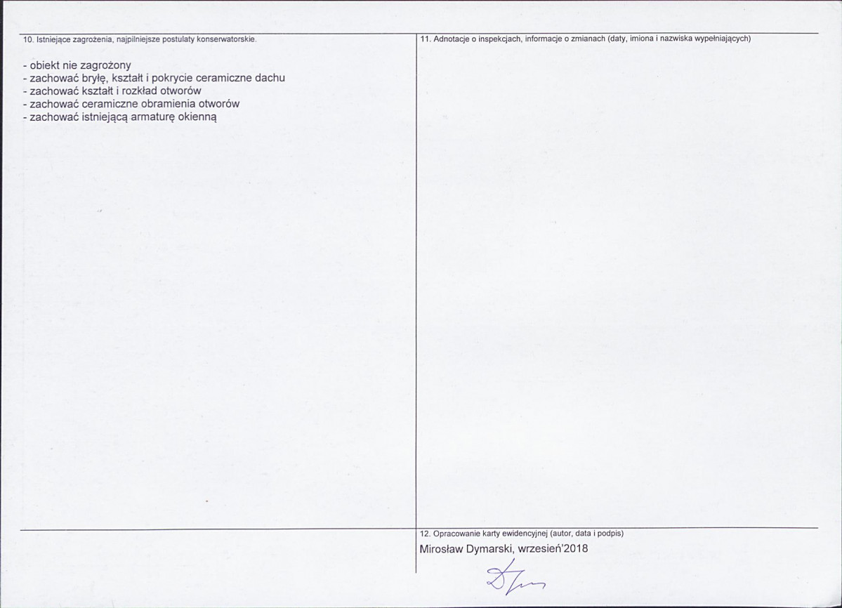 Karta obiektu niewpisanego do rejestru, skan nr 2