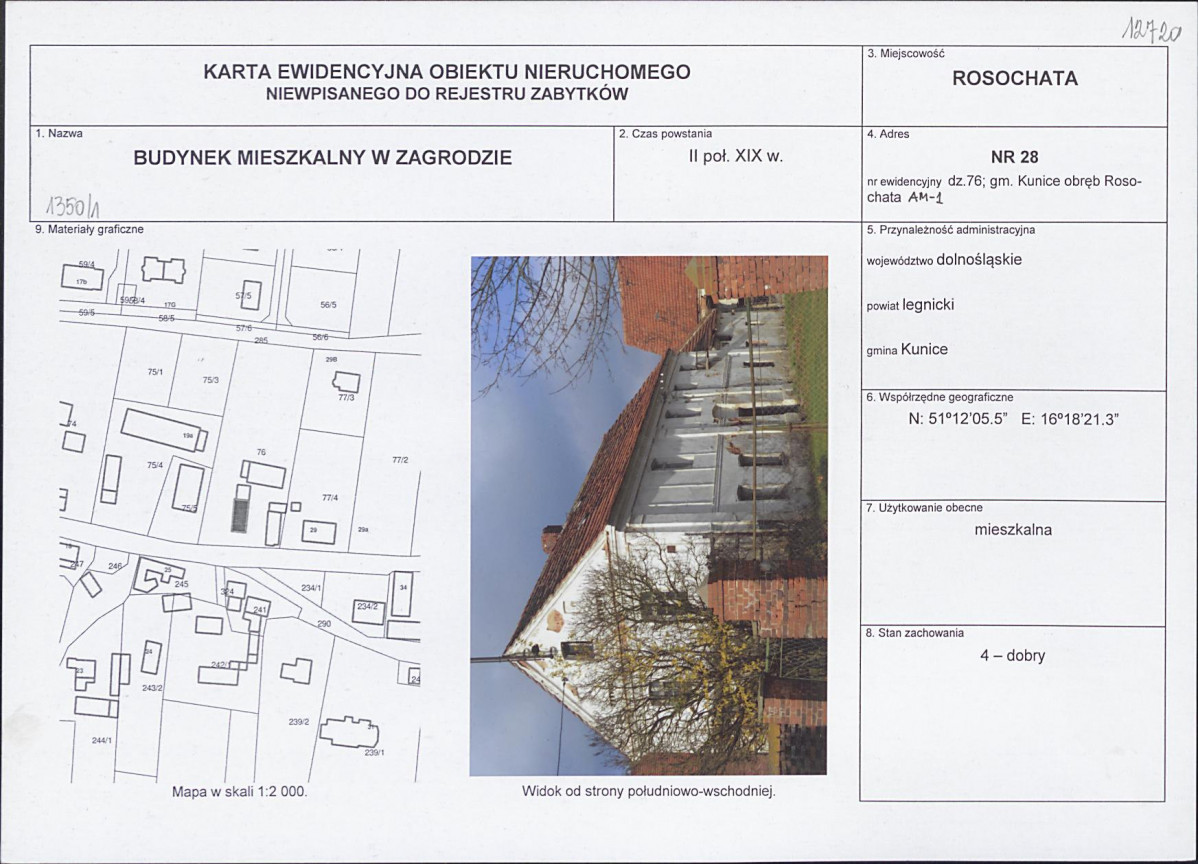 Karta obiektu niewpisanego do rejestru, skan nr 1
