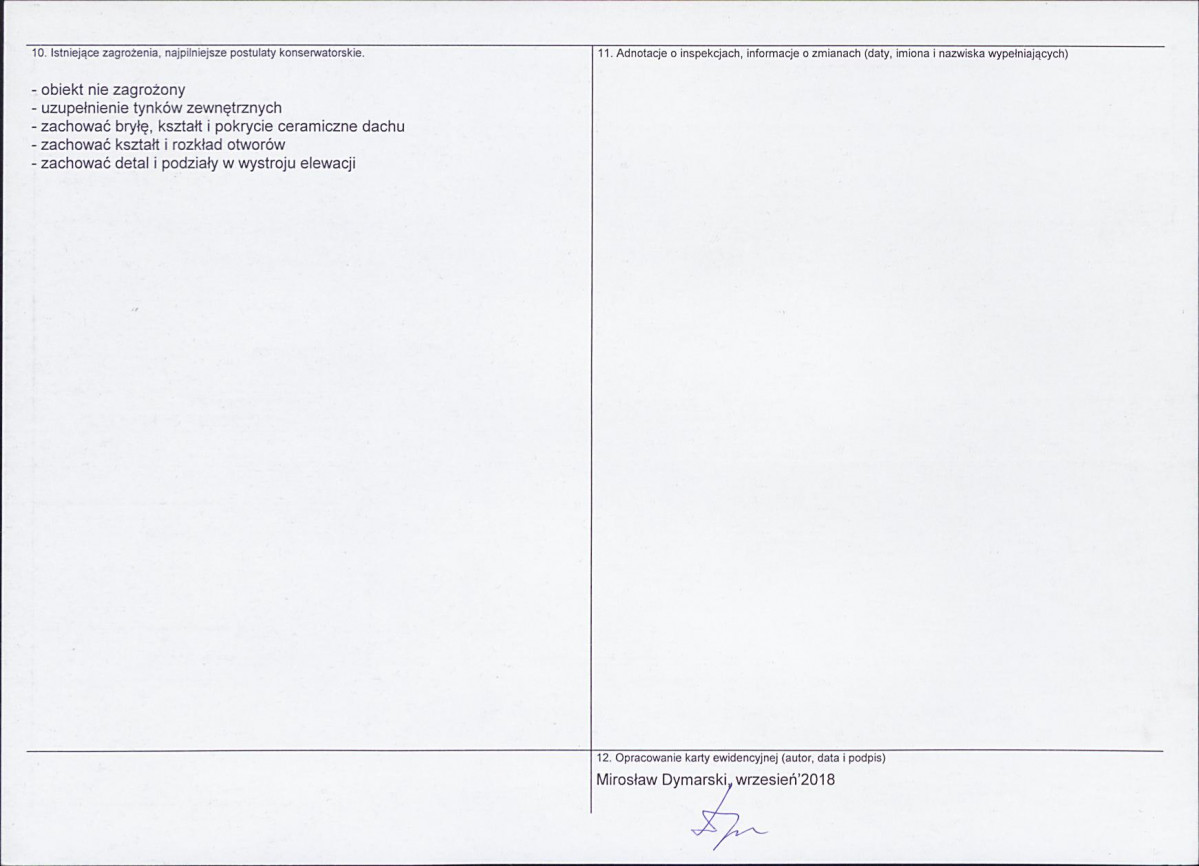 Karta obiektu niewpisanego do rejestru, skan nr 2