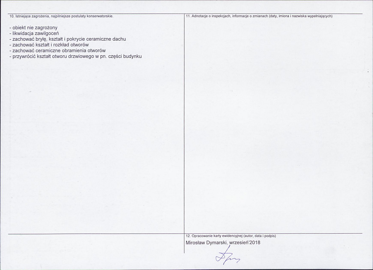 Karta obiektu niewpisanego do rejestru, skan nr 2